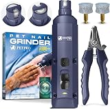 PETPROVED Dog Nail Grinder Silent Electric Nail Trimmer with 2 Heads 3 Ports
