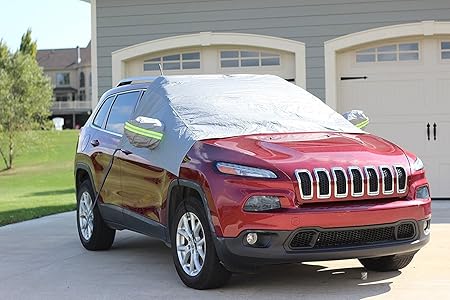 HelpAccess Autoabdeckung, KFZ Halbgarage aus hochwertigem Material Scheibenabdeckung Autoschutzdecke Eisschutzfolien, Frontsc