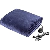 Electric Car Blanket - Outdoor Heated 12V Travel Throw with 3 Settings and Auto Shut-Off - for Road Trips, Tailgating, and Camping by Stalwart (Blue)