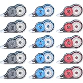 WISOPTUS 15PCS Correction Tape, 39.37ft Each, Fast, Clean, Opaque and Easy to Use Tear-Resistant Correction Tape Bulk Office or School Supplies, Blue, Red, Gray