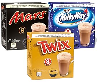 Probierset Mars, Twix, Milky Way für Dolce Gusto geeignet (3x8 Kapseln)