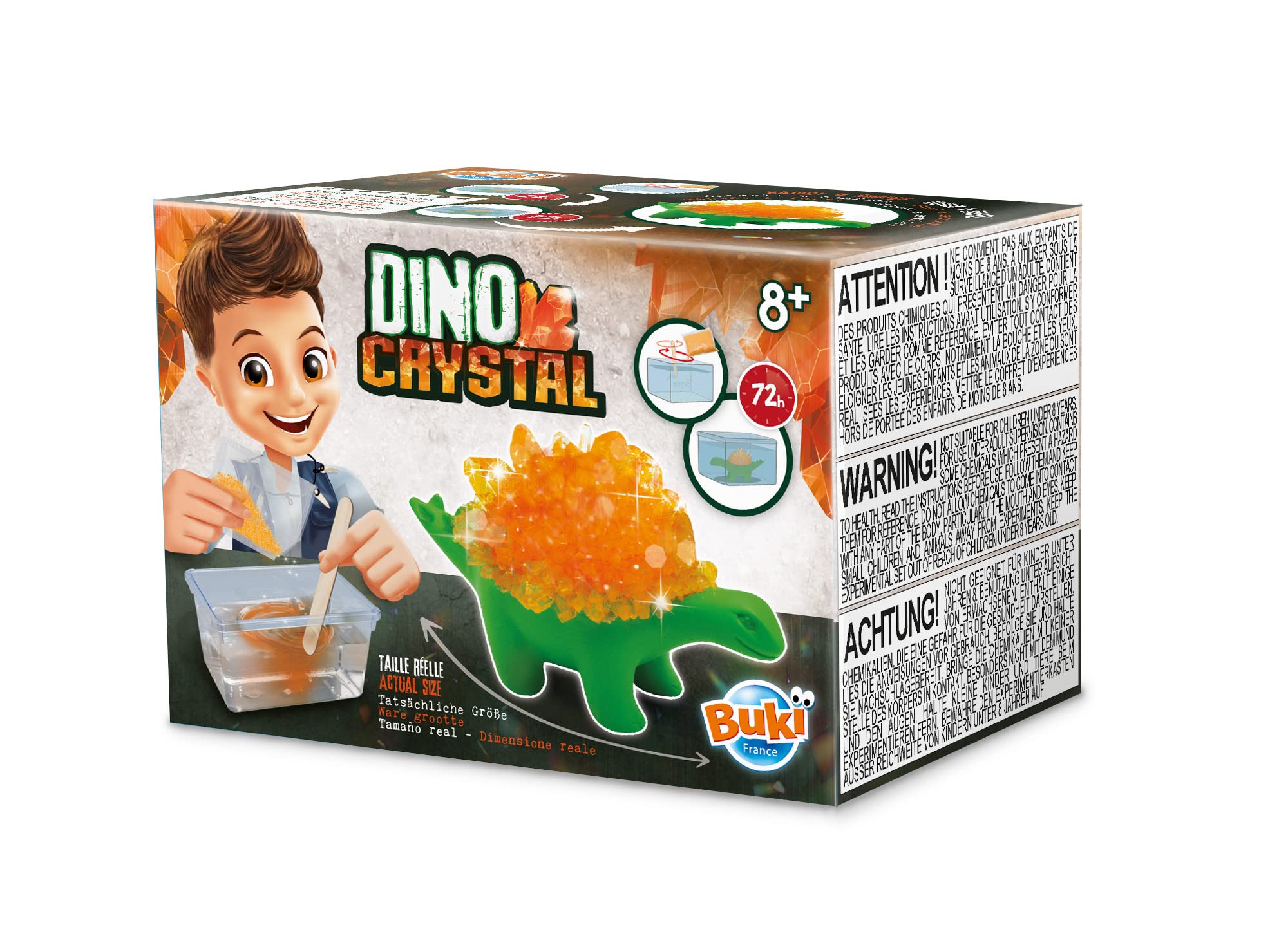 Buki France Dinosaur Crystal. Crystals Grown On Dinos Back in 72 hours. Science Experiments. Children's Chemistry Set. Kids Educational STEM Toy with Instructions. Gifts for Boys & Girls 8+