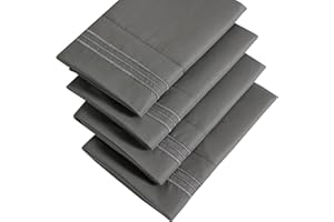 YIYEA Pillow Cases Standard Size Set of 4, Ultra Soft 1800TC Hotel Quality Double Brushed Microfiber Embroidered Pillowcases, Envelope Closure, Fade Resistant (20"x26", Dark Grey)