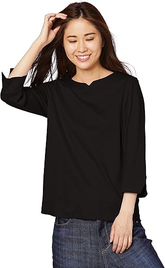 Amazon セシール Tシャツ キーネック 7分袖tシャツ 綿100 カットソー レディース Nb 3695 Tシャツ カットソー 通販