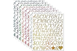 LAJEBZOM 8 Sheets 1 Inch Glitter Letter Stickers Self Adhesive Gold Script 840 PCS Vinyl Alphabet Decals for Scrapbook, DIY Crafts, Card Making,Wedding Decor Party, Gift Wrapping, Graduation Cap(Multicolored)
