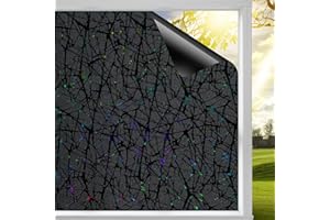 QHYSUNSHINE QHY Sunshine Total Blackout Window Film Privacy， Frosted Glass Window Film，Black Window Tint， No Glue， Detachable, no Marks, Suitable for Repeated use (Black, 17.5 in X 78.7 in)