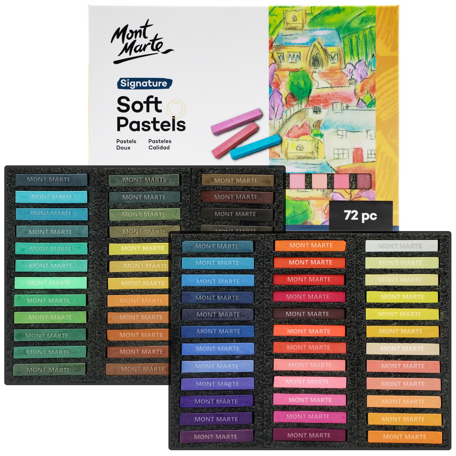 MONT MARTE Soft Pastels Signature 72pc, Set of 72 Assorted Coloured Pastel Sticks, Vibrant and Blendable, Ideal for Art, Craft, Drawing, Sketching