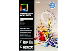 Uart Sanded Pastel Art Paper, Off-White, 9" x 12" Paper, Grit #500, 10 Sheet Pack