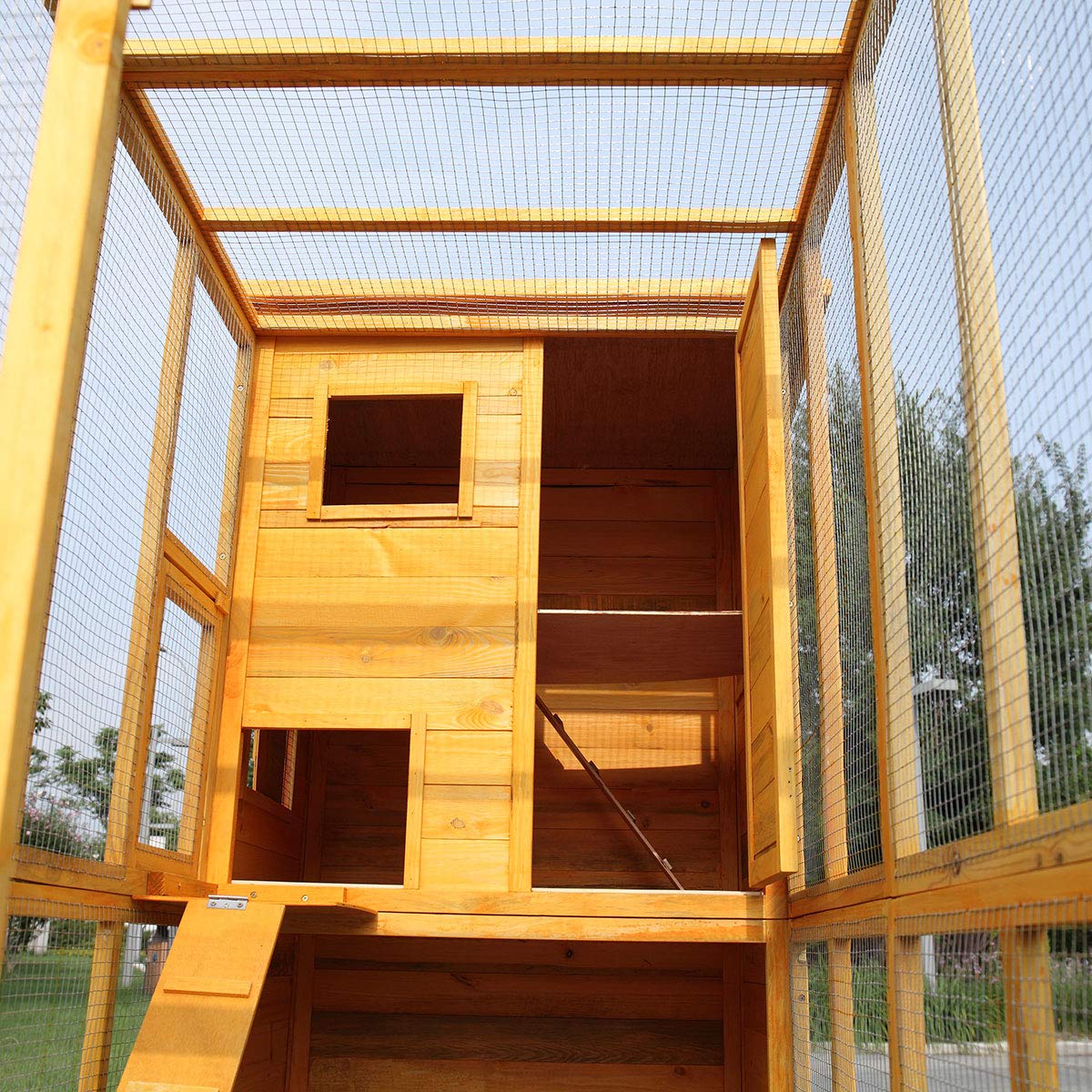 JAXPETY Cat Houses Cage for Outdoor Cats Enclosure Run Shelter Wooden