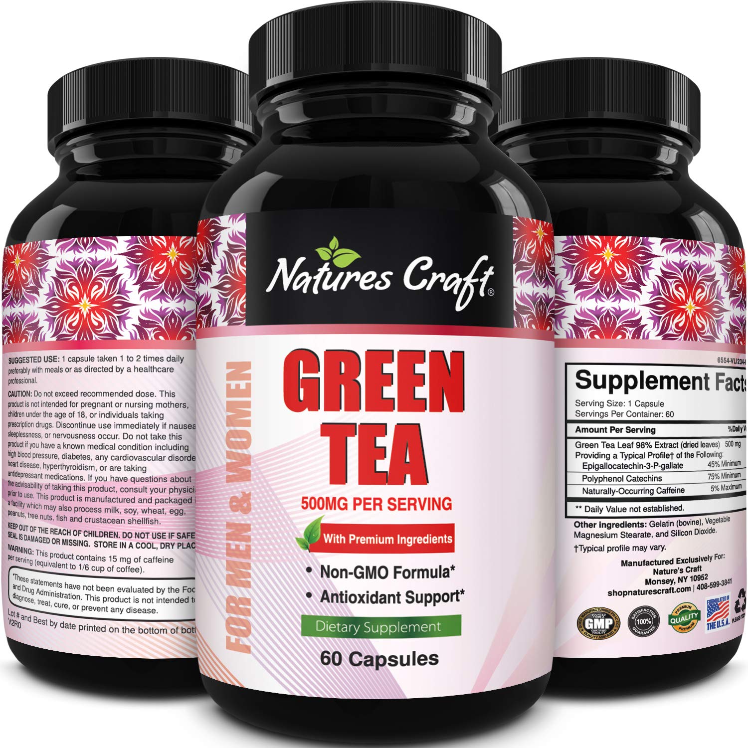 Green Tea Extract Capsules Pure Extract Weight Loss Pills Burn