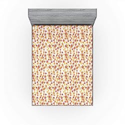 Ambesonne Autumn Fitted Sheet, Little Blossoms in