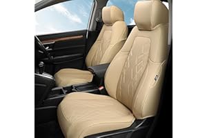 FREESOO CRV Front Seat Covers - 2pcs Custom Fit Front Car Seat Covers for Honda CRV 2022 2021 2020 2019 2018 2017 - Luxury Waterproof Leather Bucket Seat Covers for SUV - Beige