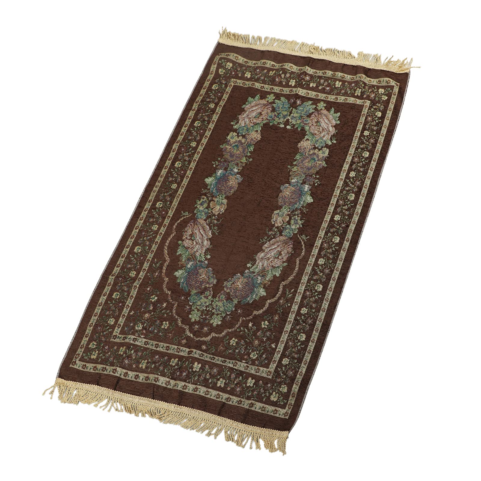 ITODA Muslim Prayer Rug Turkish Rugs Portable Janamaz Praying Mat Soft Ottoman Prayer Mat Prayer Carpet Mat for Meditation Ramadan Daily Use（Dark-brown）
