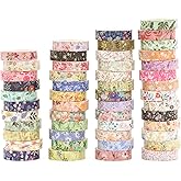 YUBBAEX Flowers Washi Tape Pack 50 Rolls Floral Printed Masking Tape Plants Decorative for Arts, DIY Crafts, Journal Supplies