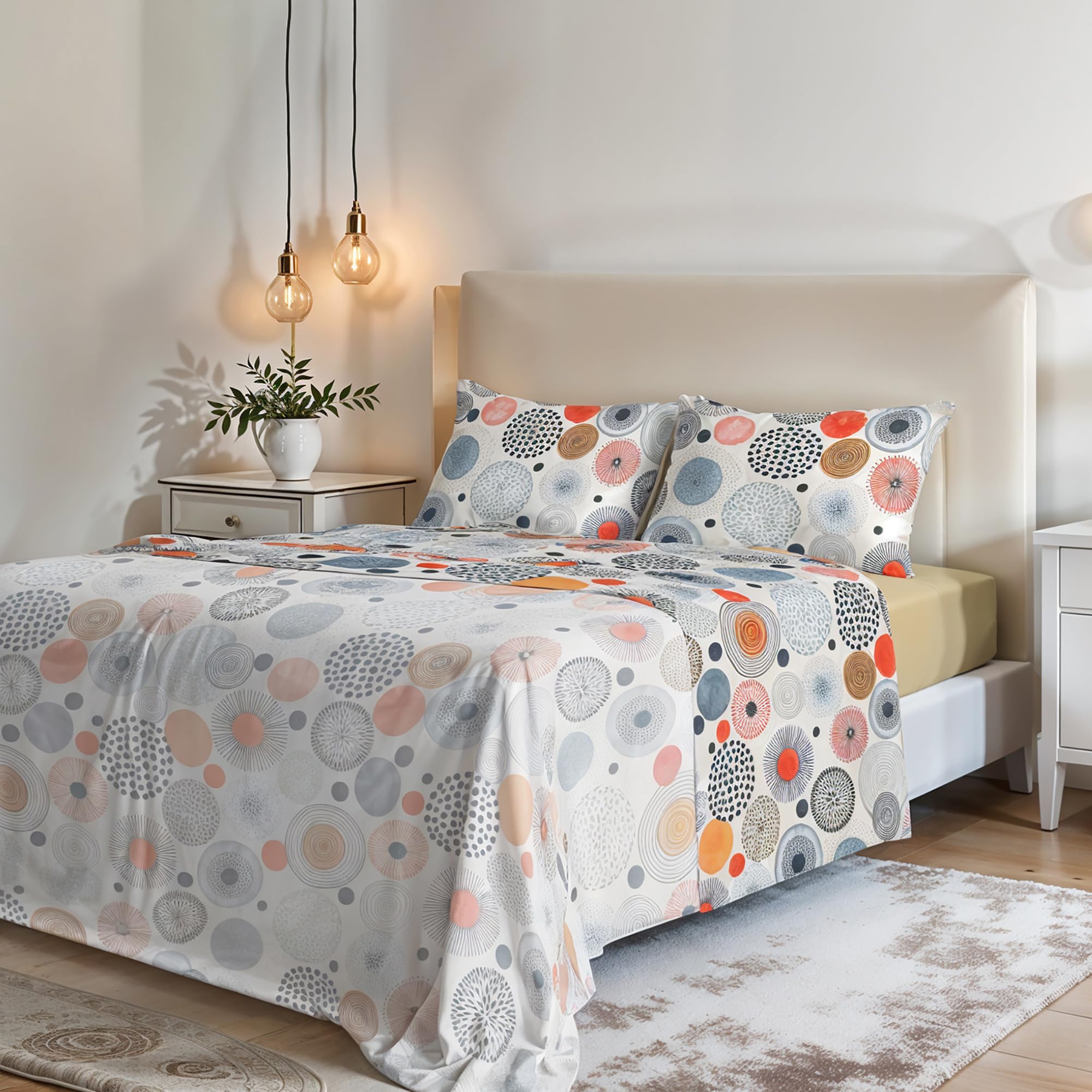 Italian Bed Linen MB Home Italy “Fantasy” Bed Sheets Set, Acquerello, Double