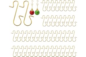 50 PCS Christmas S Hooks, Small Bauble Hook Metal Ornament Hook for Hanging Festive Decorations(Gold)