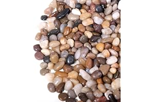 Calofulston 2.2lb Pebbles, 3/8 Inch Small Pebbles for Indoor Plants, Aquariums, Bamboo, Succulent, Vase, Outdoor Landscaping, Decorative Polished Plant Rocks for Pots Indoor, Mixed Color
