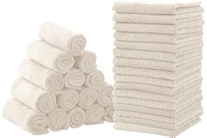 CORAL DOCK Baby Washcloths, Newborn Essentials Super Absorbent Baby Wipes, Gentle on Sensitive Skin for New Born Face, Baby Registry as Shower for Girls and Boys, Cream, 9x9 Inch (Pack of 32)