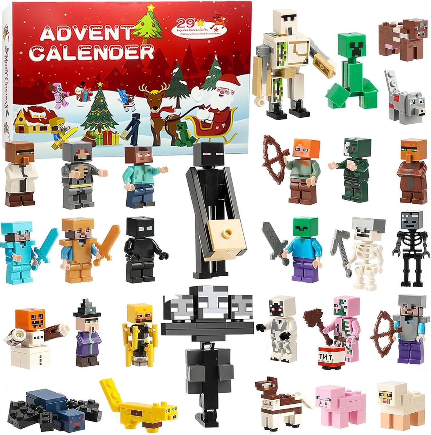 Advent Calendars - Christmas Advent Calendar 2023 Toys, 24 Days Building Blocks Countdown Calendar with 29 Toy Characters for Boys, Surprise Christmas Advent Calendar Gift for Boys Kids