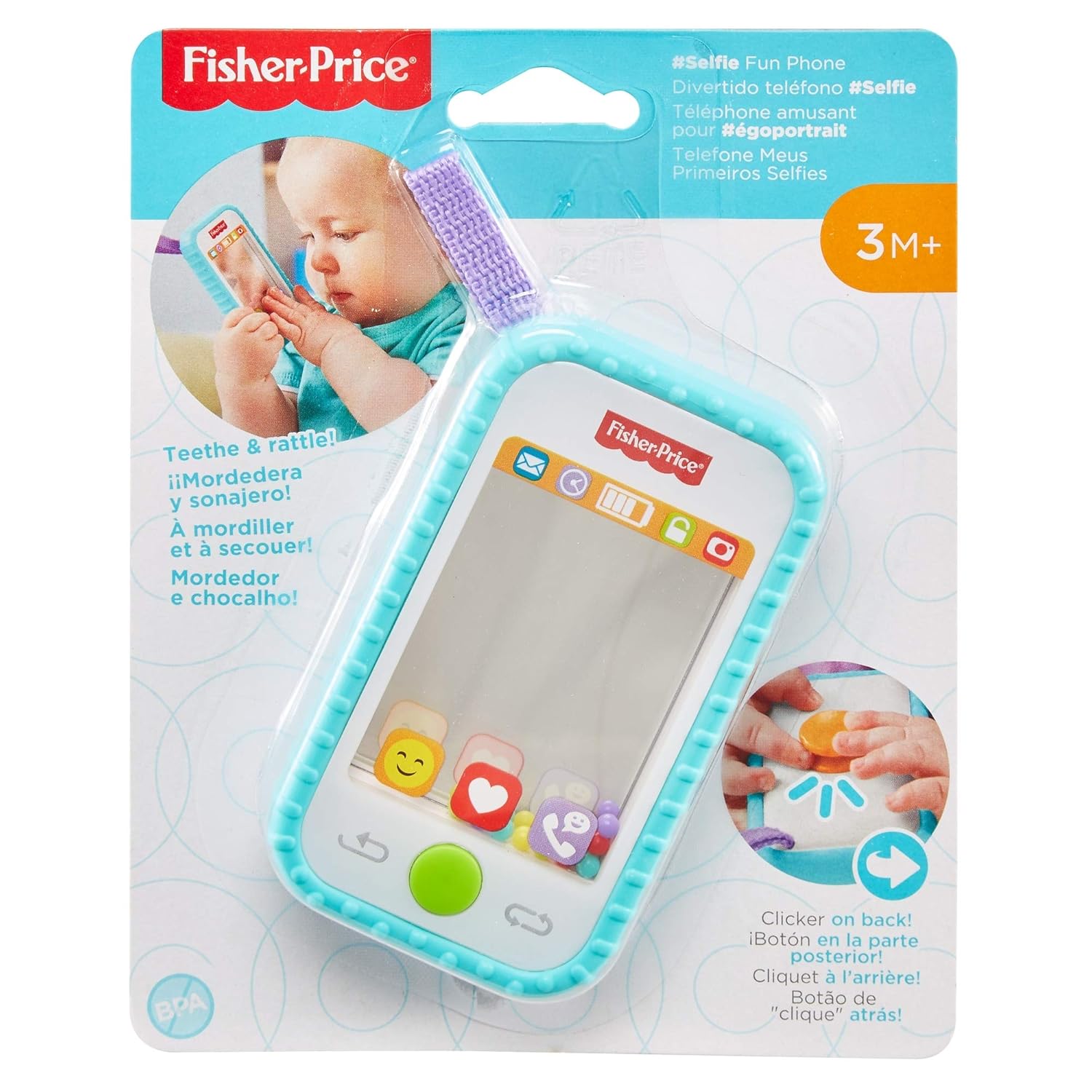 Fisher-Price #Selfie Fun Phone, Baby Rattle, Mirror and Teething Toy : Baby