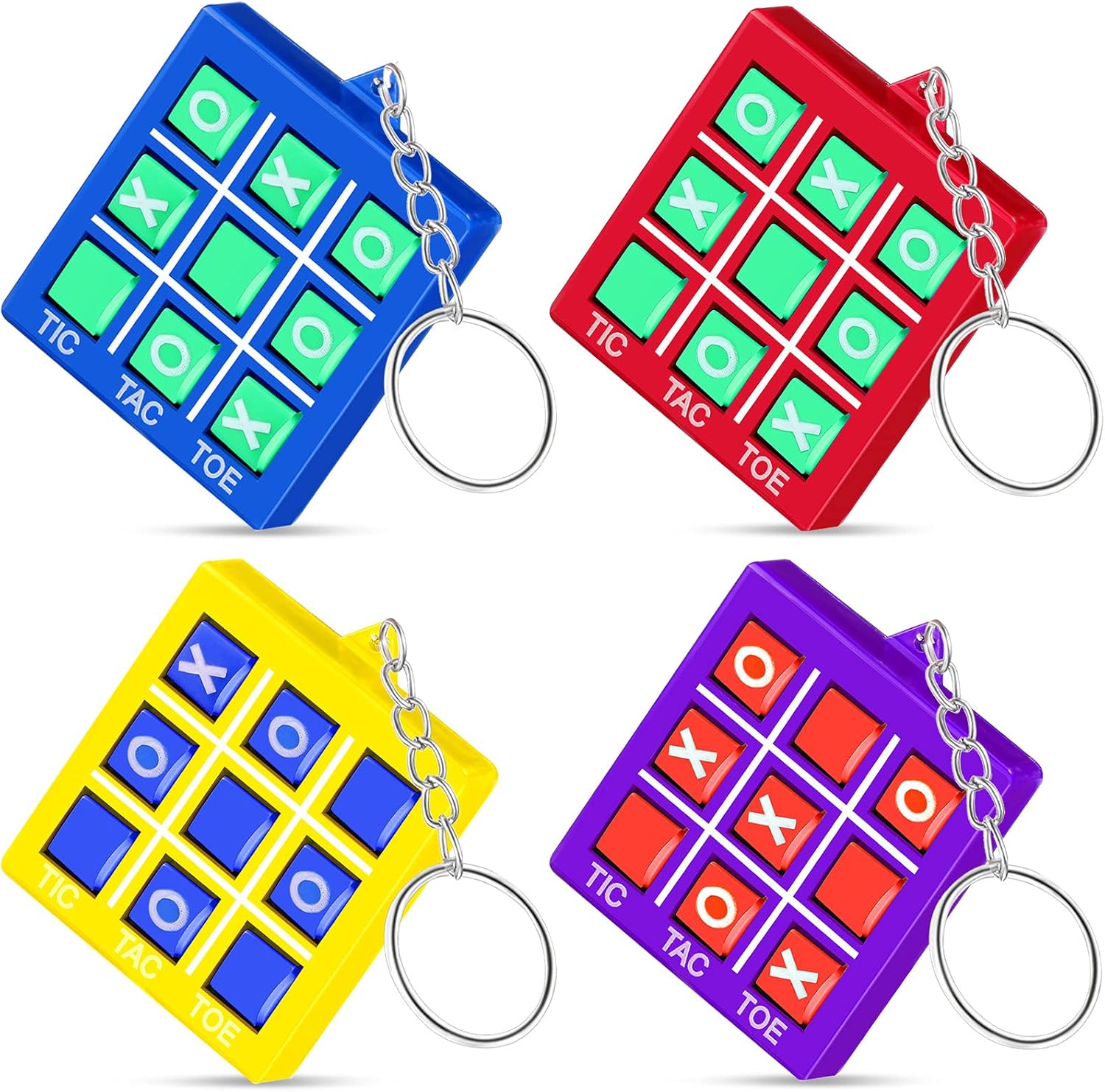16 Pieces Tic Tac Toe Keychains, Mini Board Game Keychain