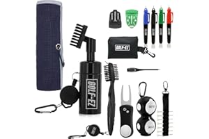 Golf-EZ Golf Essentials Kit | Must Have Golf Accessories - Golf Water Brush, Golf Towel, Golf Club Brush, Golf Ball Marker, Divot Repair Tool, Golf Ball & Golf Tee Holder, Golf Gifts for Men
