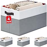 4 Pack Large Closet Storage Baskets Bins for Shelves | Fabric Closet Organizers and Storage with Handles Home Organization | Decorative Collapsible Baskets for Organizing Clothes Toy Nursery 14"x10"