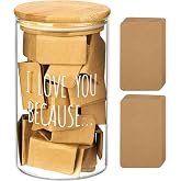 AW BRIDAL 50 Blank Love Notes Memory Jar, Anniversary Birthday Gifts for Boyfriend Girlfriend Husband Wife Mom Dad Friends, Couple Gifts Love You Because Jar for Engagement Bridal Wedding Registry