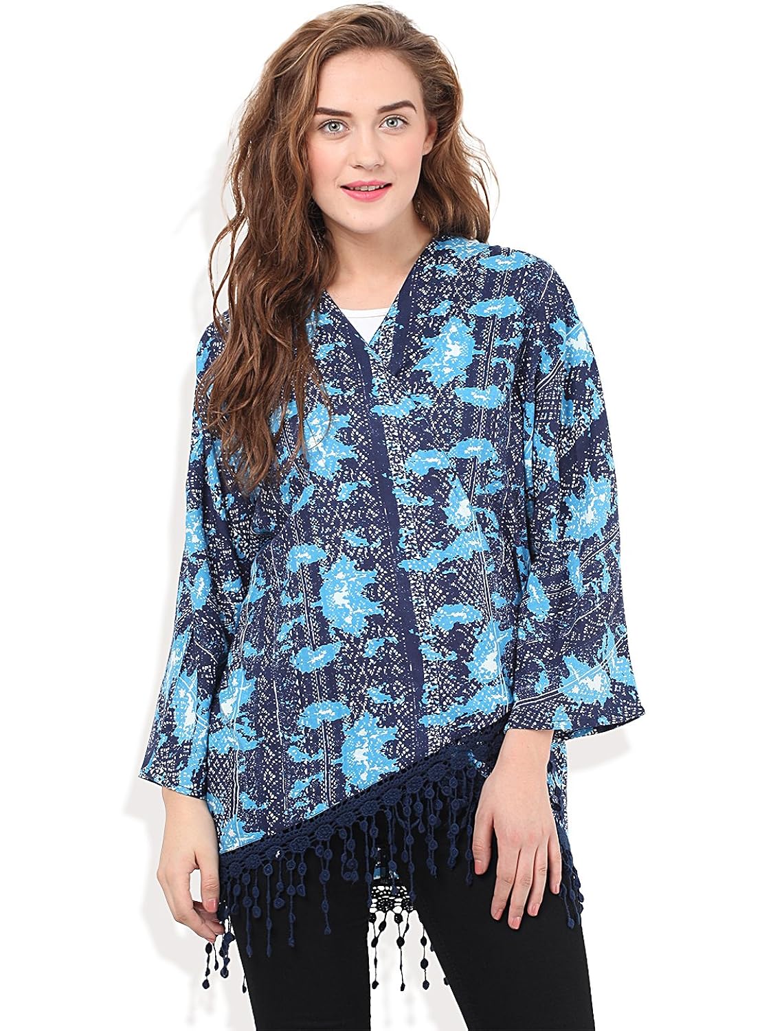 fringe lace shrug with high low hem