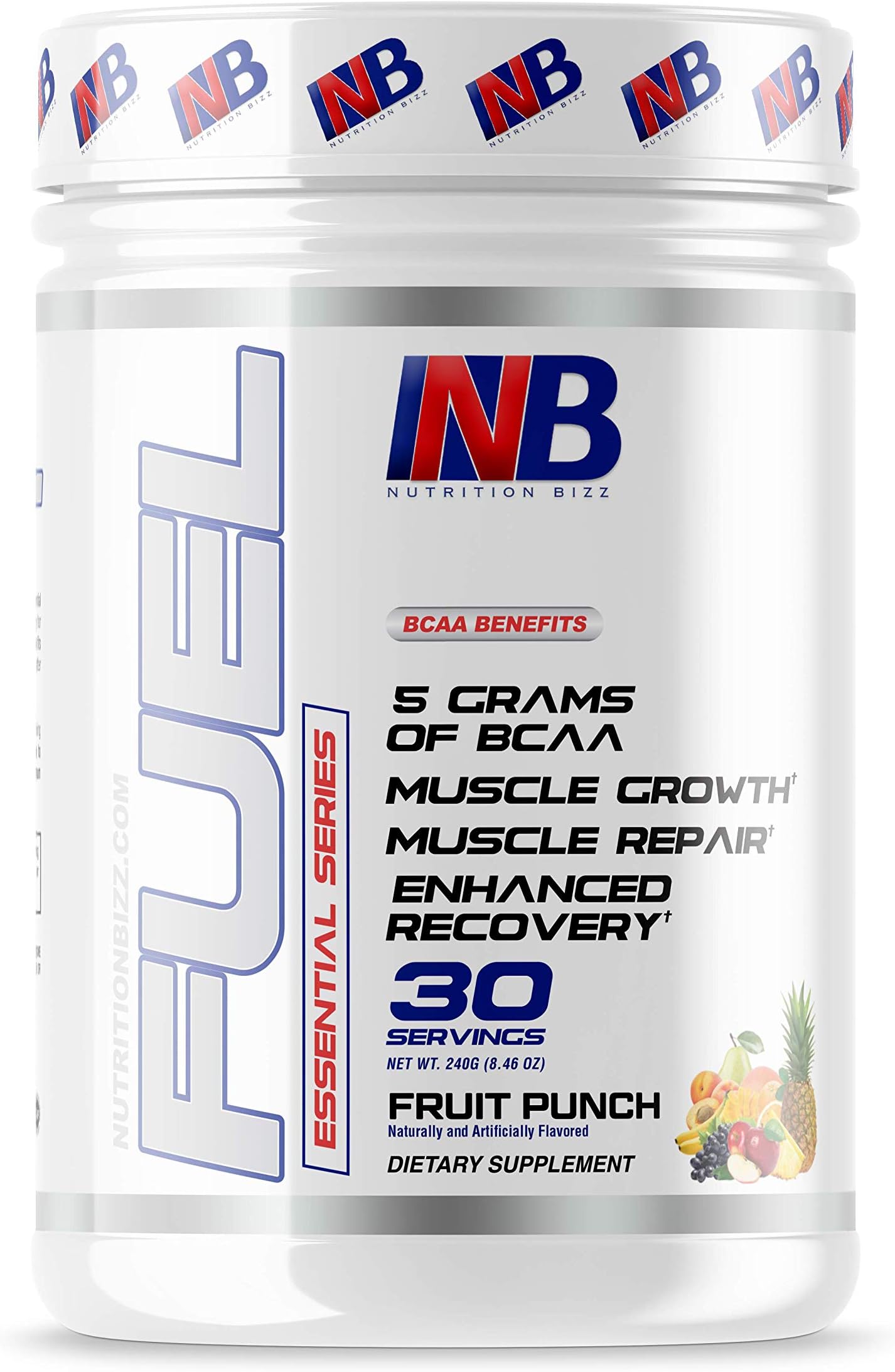 BCAA Powder, 5 Grams of BCAAs Amino Acids, Post Workout Recovery Drink for Muscle Building, Recovery, and Endurance, 30 Servings (Fruit Punch)
