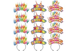 KKBES Happy Birthday Headbands, Paper Birthday Party Hats, 3 Patterns for Children and Adults Celebrating Birthdays