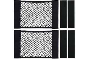 DIMIK Universal Mesh Cargo Net Storage Net Wall Sticker Organizer Pouch Bag Storage Mesh Net for Car Trunk Storage Add On Organizers for Car Truck (15" x 9.5"(2 Packs, W/Loop))