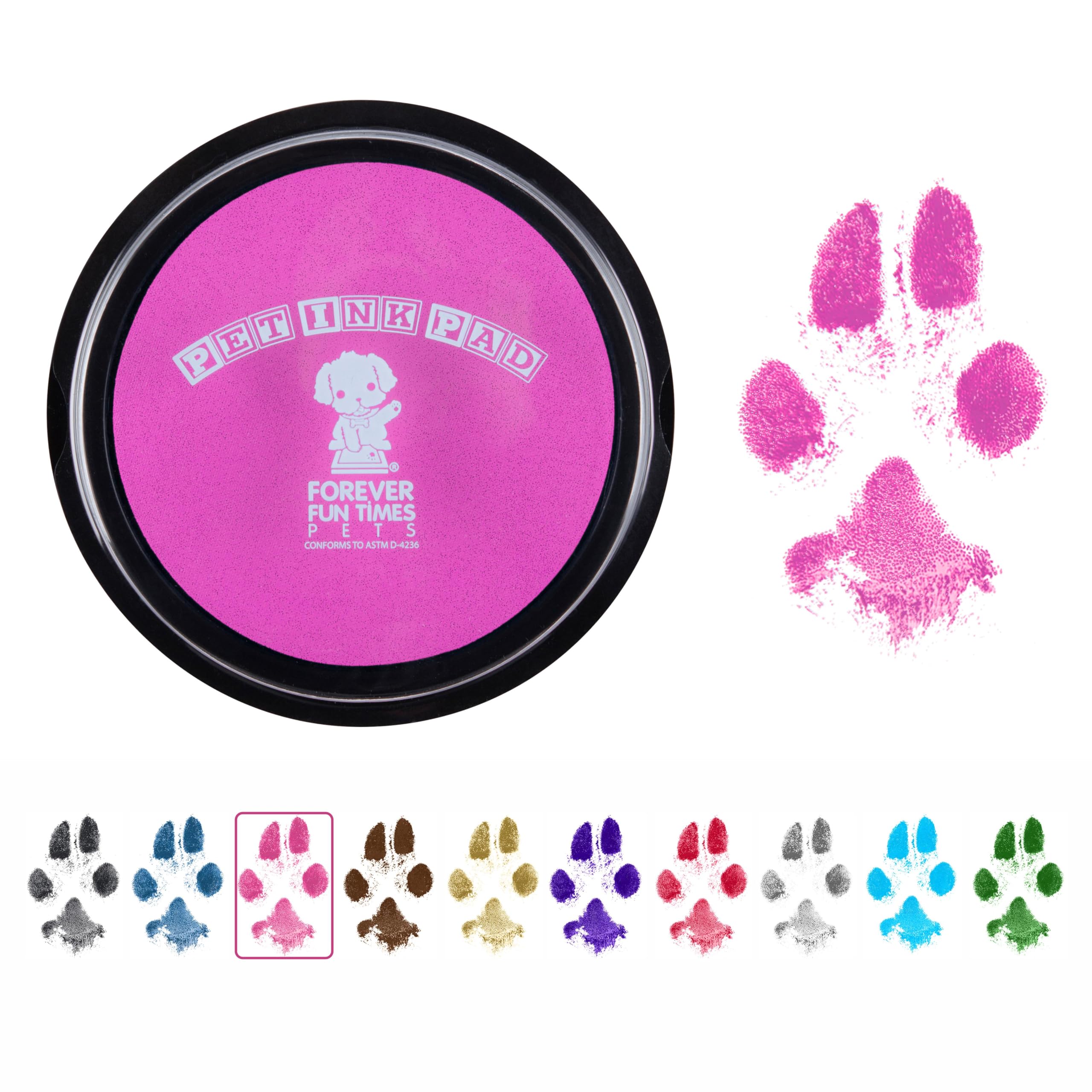 Forever Fun Times Easy-Clean Pet Paw Print Kit | Get Hundreds of Prints from One Low-Cost Paw Print Kit | 100% Safe and Pet-Friendly | No-Mess Paw Print Pad with a Choice of THREE (Big Pink)