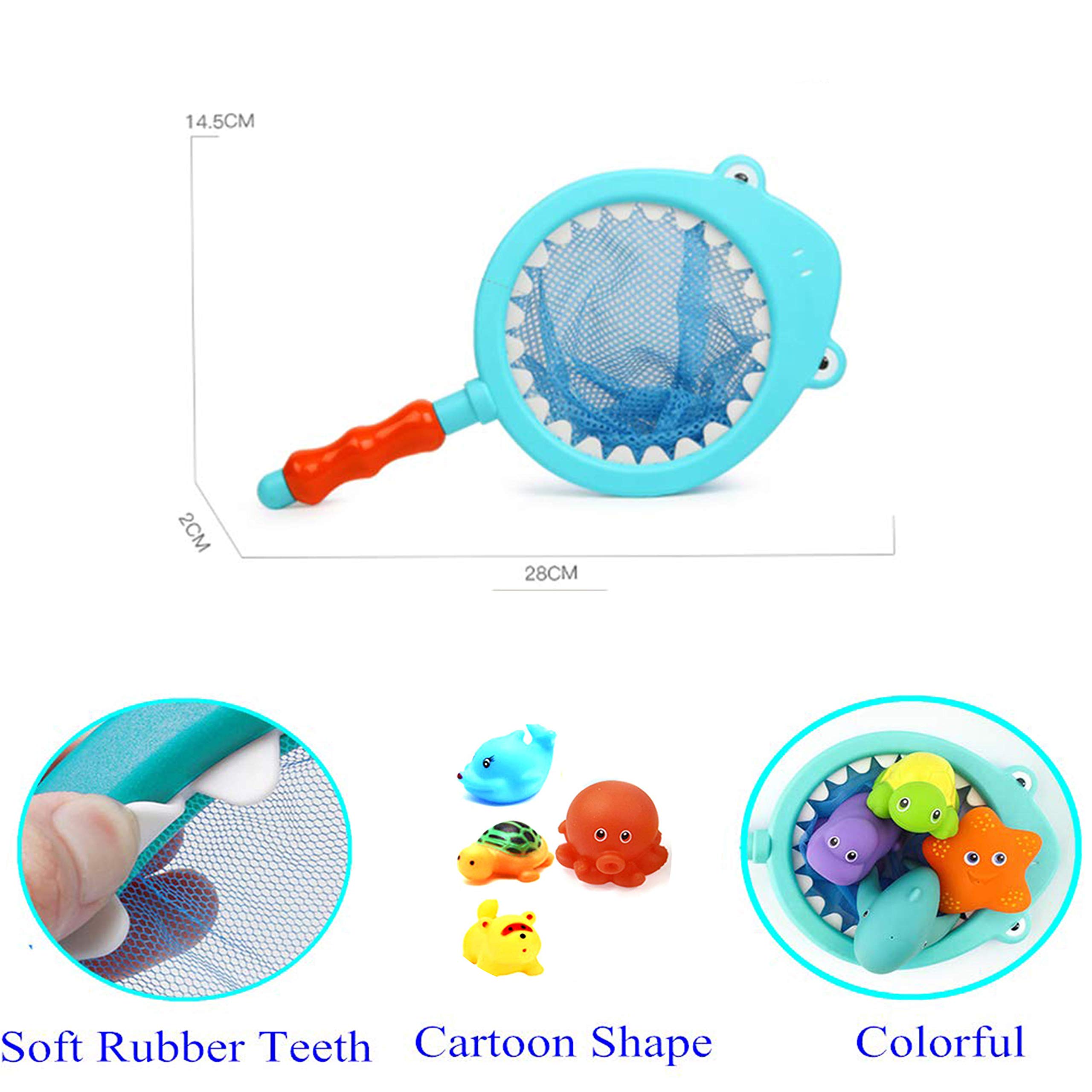 SouthStar Baby Bath Toys, 18pcs Baby Squirt Toys with Fishing Net,Floating Bath Toy Animals Bath Squirters, Bright Entertaining Toy for Children in Pool, Beach or Kids Bathtub 