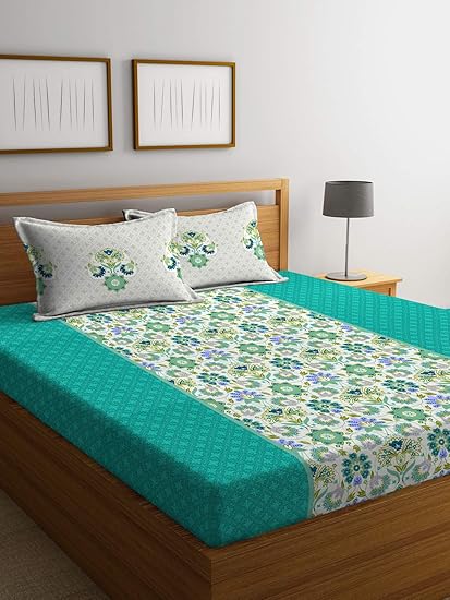 Portico New York Sparkle Printed Cotton 144 TC Queen Double Bedsheet with 2 Pillow Cover- 224 x 254 cm (Multicolour)