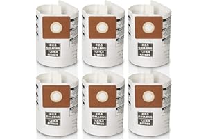 6Pack 2.5 Gallon Shop Vac Bags Vacuum bags for Type B 90668 9066800 9066833, All Around EZ QAM70 and CMXZVBE38774 Disposable 