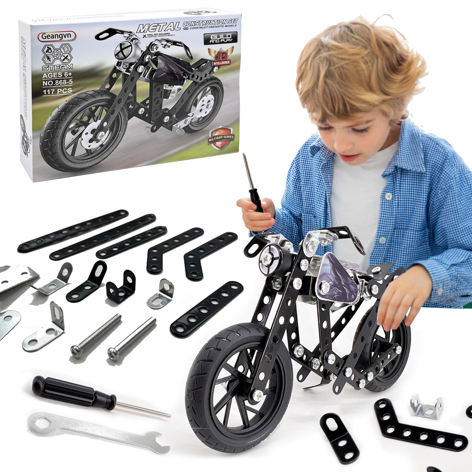 Photo 1 of **MISSING PARTS**
Metal Model Motorcycle Kits - 117 Pcs Erector Sets for Boys Age 8-12, Motobike Building Toys, STEM Kits for Kids Age 8-10, Assembly Car Project for 14 and Up, Gifts for 15 16 Year Old Boys and Adults