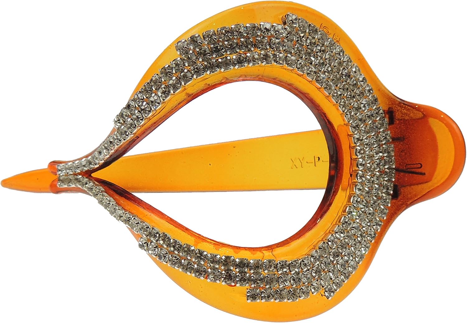 Ladies Crystal Diamante 13cm Large Oval Hair Concorde Clip Brown