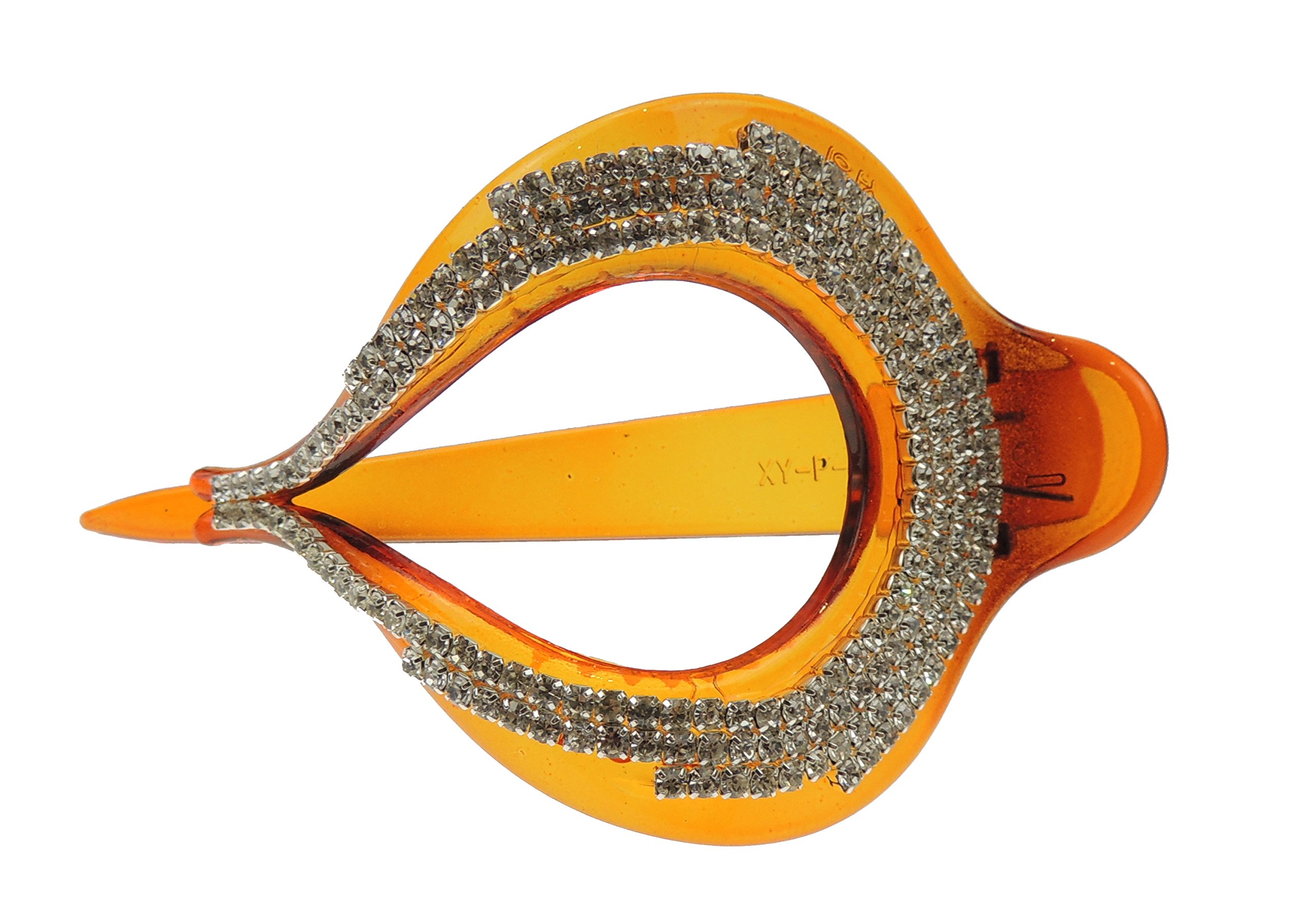 Ladies Crystal Diamante 13cm Large Oval Hair Concorde Clip Brown