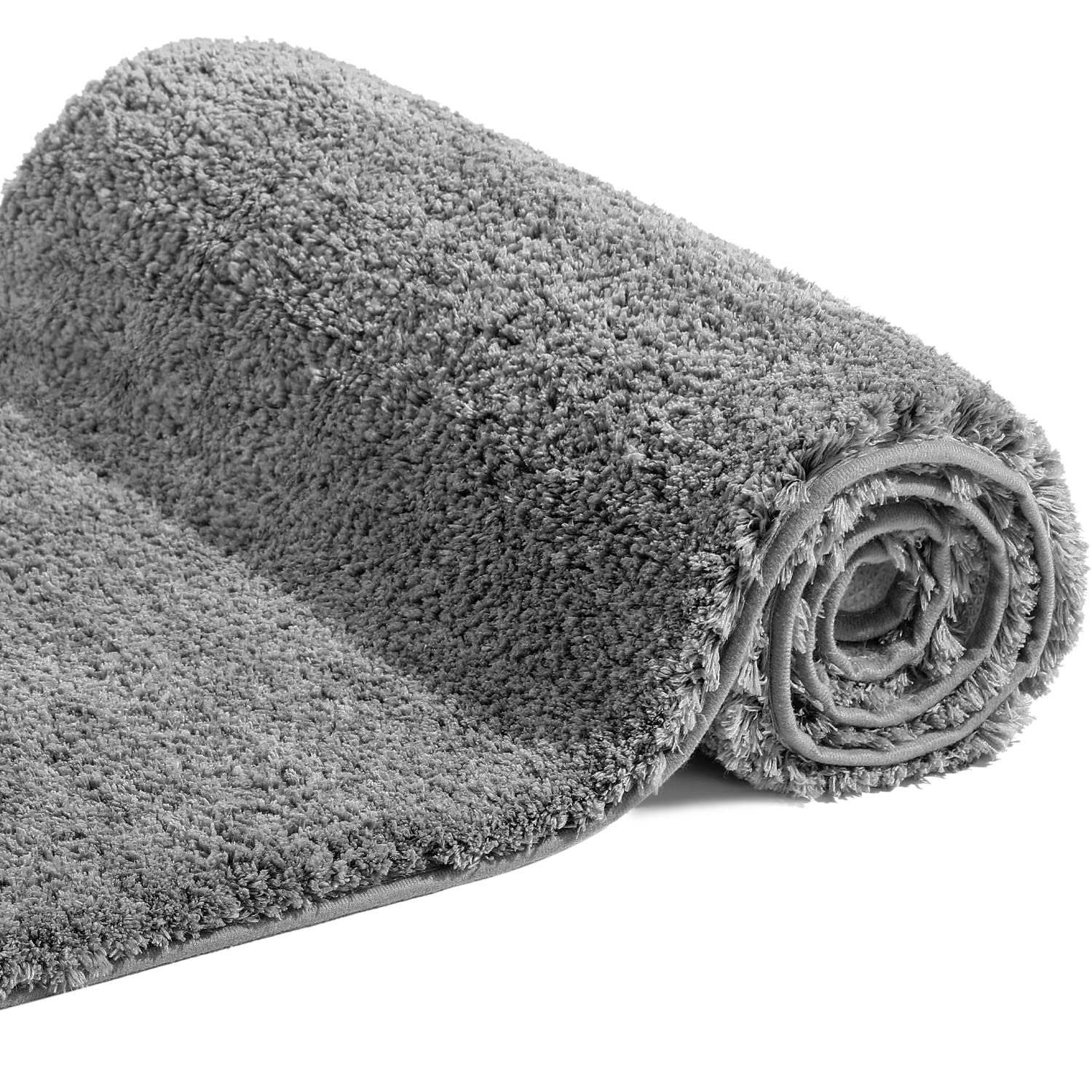 TEOV Grey Bath Mat 60 x 90 cm, Non-Slip Bath Mat Thick Bath Mat Shower Outlet Absorbent Floor Mat Ultra Soft Microfibre, Quick Dry, Machine Washable