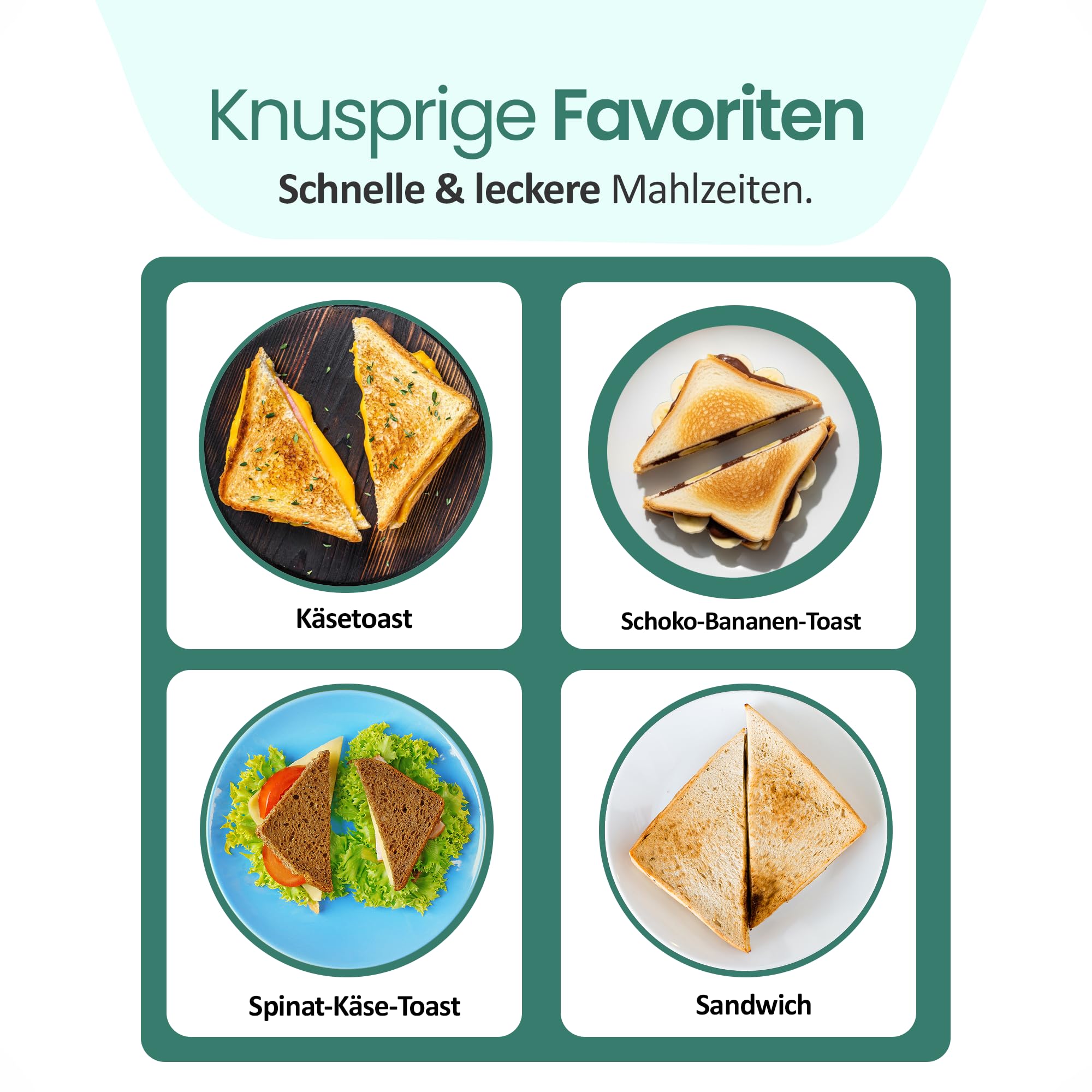 Emerio Doppel Sandwich Maker, BPA frei, klassische Form für dreieckiges Sandwich, leicht zu reinigen, Antihaftbeschichtung, heizt schnell auf, 750 Watt, Schwarz 6