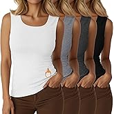 Velvelhall 4 Pcs Thermal Tank Tops for Women Fleece Lack Hem Sleeveless Underwear Scoop Neck Warm Camisole Base Layer Vest