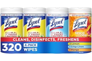 LYSOL Disinfecting Wipes, Cleaner, Lemon + Mango + Linen, 80 ct. (4 Pack)
