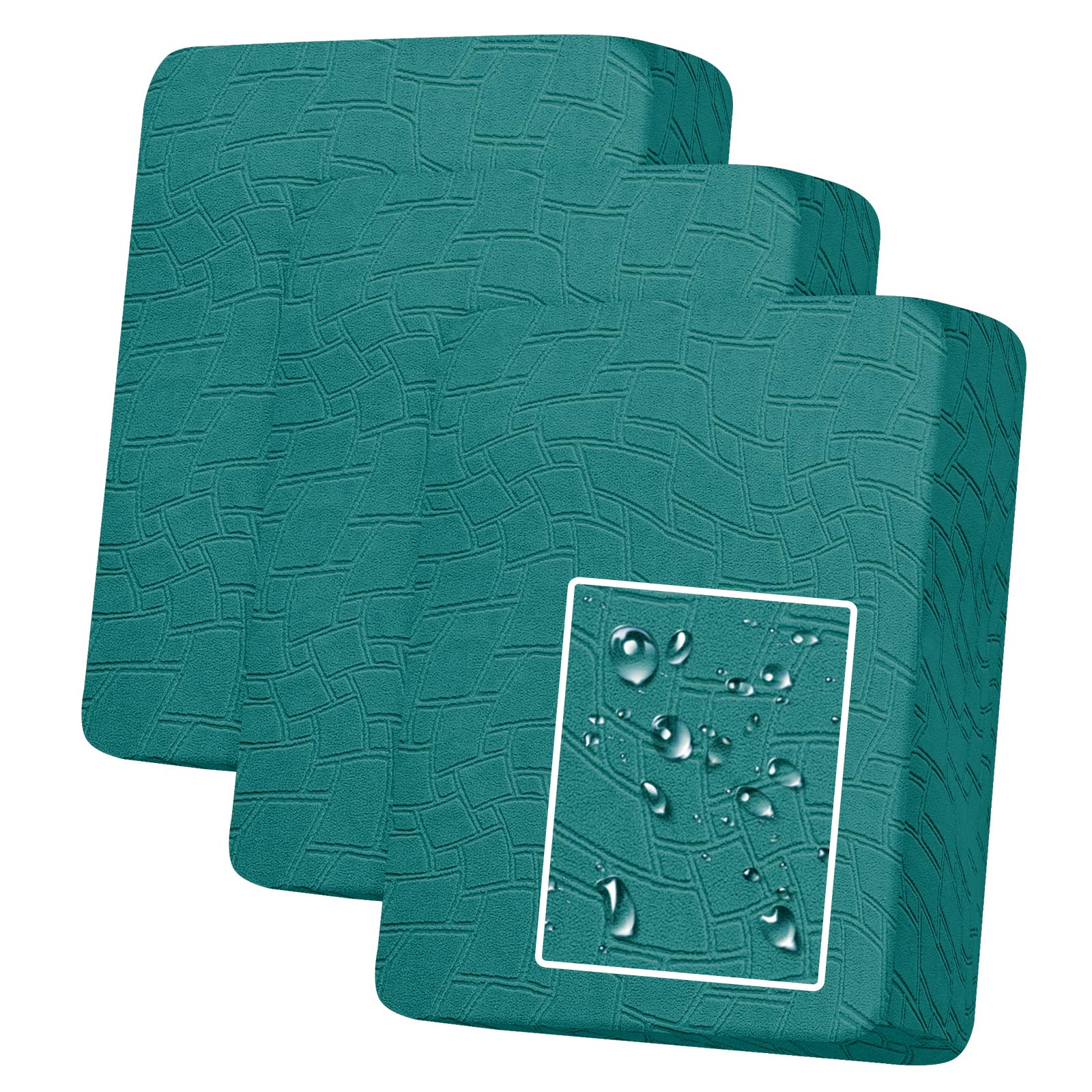 MAXIJIN Waterproof Sofa Seat Cushion Cover Jacquard Sofa Seat Cover Non-Slip Couch Seat Slipcover Protector Replacement for Individual Cushion with Elastic Bottom (Blackish Green, 1 Seater*3)