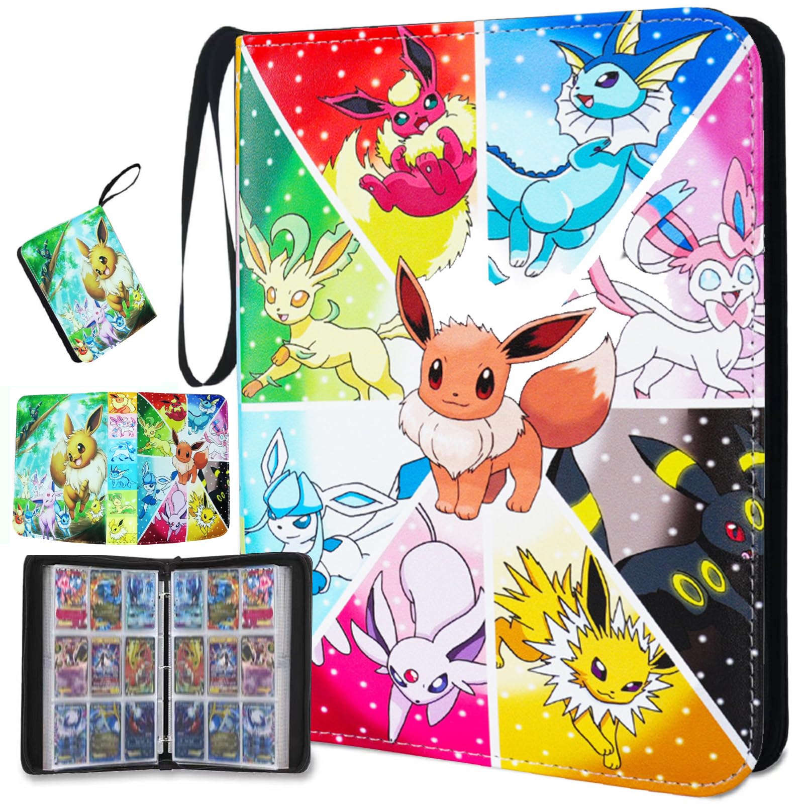 Trading Card Binder 900 Pockets, 9 Pocket Premium Collection Card Album Folder with 50 Double-Sided Removable Sleeves, Portable Game Cards Storage Holder Case with Zipper for Boys Girls Gifts