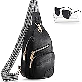 Sling Bag Set, PU Leather Sling Bag, Multi-Zipper Design for Travel, Outdoors, Valentine’s Day Gifts