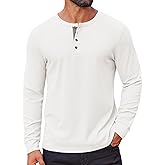 COOFANDY Mens Waffle Henley Shirts Long Sleeve Casual T-Shirt Basic Lightweight Pullover Tees