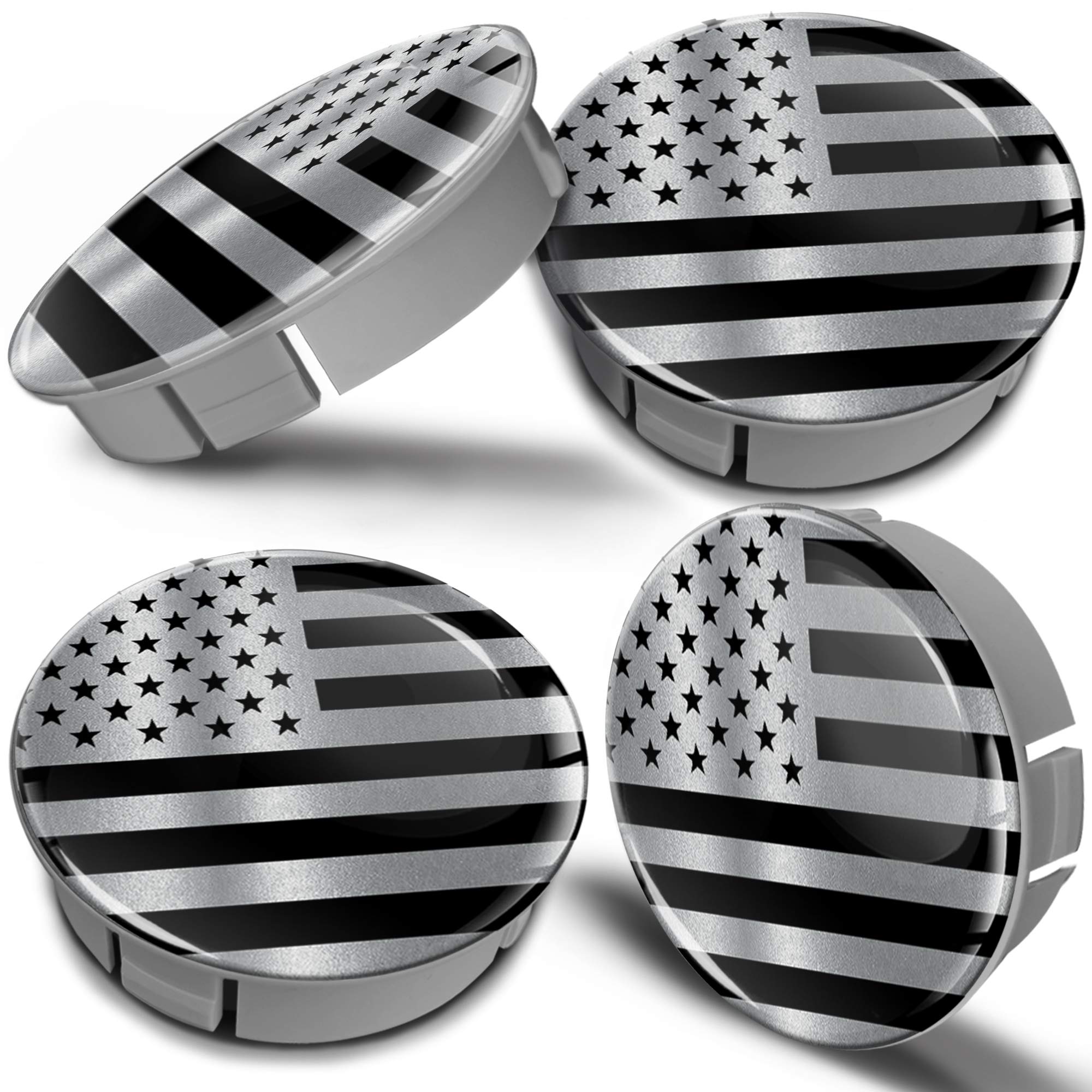 Biomar Labs 60mm Wheel Centre Caps Set of 4 – Grey ABS Plastic Alloy Wheel Hub Caps Replacement – Push Fit Car Wheel Centre Caps (CS 18)