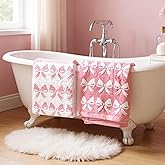 Luxury Bow Bath Towel - Cute Pink Towel – Ultra-Absorbent & Quick-Dry Cotton Towels for Bathroom, Spa & Hotel Quality Comfort (Pink Bows, Bath Towel)