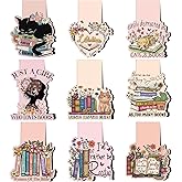 Wxiben Book Lovers Magnetic Bookmark - 9 Pcs Funny Reading Bookmarks Magnets Retro Bookish Floral Book Mark Magnetic Book Mark Page Markers Clip Gifts for Women Men Book Lovers Students Teacher